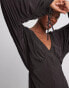 Фото #6 товара NA-KD tie detail v neck mini dress in black