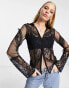 Reclaimed Vintage inspired spliced lace shirt in black Черный, 32 - фото #1