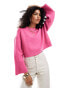 ASOS DESIGN crew neck boxy jumper with wide cuff in pink Розовый, S - EU 36-38 - фото #1