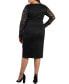 Фото #2 товара Women's Plus Size Valentina Long Sleeve Lace Illusion Dress