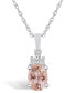 ფოტო #1 პროდუქტის Morganite (1-1/7 Ct. T.W.) and Diamond (1/10 Ct. T.W.) Pendant Necklace in 14K White Gold