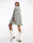 Фото #6 товара Monki button through mini smock dress in floral print