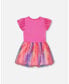 ფოტო #7 პროდუქტის Girl Bi-Material Shiny Rib And Mesh Dress Fuchsia With Printed Rainbow Heart - Child
