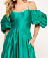 Фото #4 товара Juniors' Off the Shoulder Satin Puff-Sleeve Sweetheart Gown