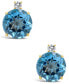 ფოტო #3 პროდუქტის Blue Topaz (4-3/4 ct. t.w.) and Diamond Accent Stud Earrings in 14K Yellow Gold
