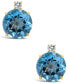 Фото #3 товара Blue Topaz (4-3/4 ct. t.w.) and Diamond Accent Stud Earrings in 14K Yellow Gold