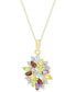 Фото #1 товара Macy's multi-Gemstone (2-1/8 ct. t.w.) and Diamond Accent Cluster Pendant Necklace in 18k Gold-Plated Sterling Silver