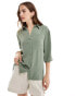 JDY 3/4 sleeve shirt in khaki