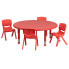 Фото #1 товара 45'' Round Red Plastic Height Adjustable Activity Table Set With 4 Chairs