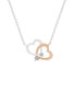Фото #2 товара Essentials cubic Zirconia Double Heart Silver Plate Necklace in Gift Card Box