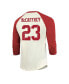 Фото #3 товара Men's Threads Christian McCaffrey Cream, Scarlet San Francisco 49ers Player Name and Number Raglan 3/4-Sleeve T-shirt