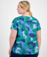 ფოტო #2 პროდუქტის Plus Size Birdseye-Mesh Short-Sleeve Top, Created for Macy's