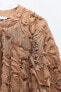 Пальто из рельефной ткани с бусинами ZARA