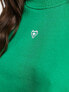 Фото #4 товара Miss Selfridge co-ord sweatshirt in green with heart embroidery