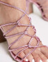 Фото #6 товара ASOS DESIGN Helene knotted block heeled sandals in pink metallic