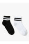 2'li Patik Çorap Seti Şerit Desenli Çok Renkli