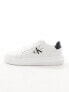 Фото #3 товара Calvin Klein Jeans cupsole laceup monogram logo trainers in white