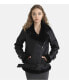 Women's Biker Jacket, Silky Black Shearling with Black Wool