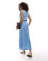 ASOS DESIGN satin midi dress in dusky blue Blau gedeckt, 32 - фото #3