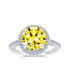 ფოტო #1 პროდუქტის Traditional Classic 3CT AAA CZ Round Brilliant Solitaire Halo Engagement Ring Sterling Silver 14K Gold Plated Cubic Zirconia Pave Side Stone Thin Band