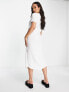 Фото #2 товара River Island Tall twist front t-shirt midi dress in white