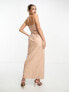 Фото #3 товара Miss Selfridge vinyl faux leather bandeau maxi dress in taupe