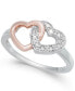 Diamond Interlocking Heart Ring (1/10 ct. t.w.) in Sterling Silver and Rose Gold-Plate
