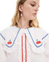 Фото #2 товара Neon Rose oversized collar cherry detail blouse in white