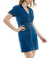 Фото #3 товара Juniors' Zip-Front Belted Denim Dress