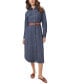 Фото #1 товара Petite Belted Button-Down Denim Midi Dress