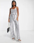 Фото #2 товара Extro & Vert cami wide leg jumpsuit in silver sequin
