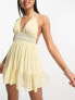 Фото #7 товара Miss Selfridge beach lace insert waist dobby contrast frill hem in yellow