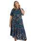 Фото #3 товара Plus Size Floral-Print Midi Dress