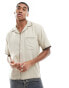 Фото #1 товара Abercrombie & Fitch linen blend stitch edge short sleeve shirt relaxed fit in beige