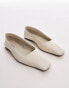 Фото #2 товара Topshop Blakely premium leather square toe ballet flats in off white