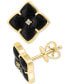 ფოტო #3 პროდუქტის EFFY® Onyx & Diamond Accent Fancy Stud Earrings in 14k Gold