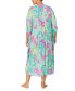 ფოტო #2 პროდუქტის Plus Size Floral V-Neck Caftan Nightgown