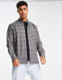 Only & Sons smart check overshirt in dark grey