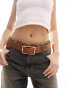 Фото #2 товара ASOS DESIGN suede square buckle low waist belt in tan