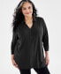 Фото #1 товара Plus Size Johnny-Collar Knit Tunic Top, Created for Macy's