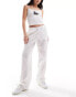 Фото #1 товара Monki linen wide leg trousers in white