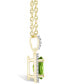 Фото #3 товара Macy's peridot (1-1/3 ct. t.w.) and Created Sapphire (1/6 ct. t.w.) Halo Pendant Necklace in 10K Yellow Gold