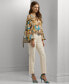 ფოტო #4 პროდუქტის Women's Floral Tie-Neck Blouse, Regular & Petite