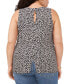 Фото #2 товара Plus Size Printed Crewneck Split Back Keyhole Tank Top