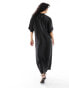 ASOS DESIGN satin oversized midi tshirt dress in black Черный, 38 - фото #4