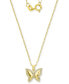 Фото #1 товара Macy's cubic Zirconia Polished Butterfly 18" Pendant Necklace in 14k Gold-Plated Sterling Silver