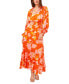 Women's Printed Tie-Neck Tiered Maxi Dress