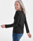 Women's Cotton Long-Sleeve Scoop-Neck Top, Created for Macy's Черный, S - фото #3