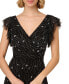 ფოტო #4 პროდუქტის Women's Beaded Flutter-Sleeve Midi Dress