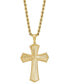 ფოტო #1 პროდუქტის Men's Textured Cross 22" Pendant Necklace in 10k Gold